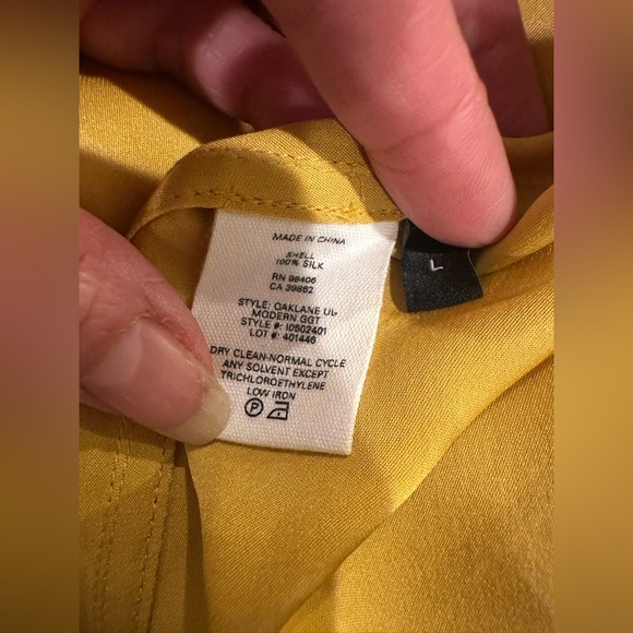 Theory Mustard Silk Belted Trench Coat - Picture 9 of 10